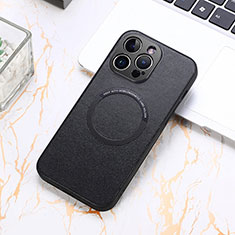 Soft Silicone Gel Leather Snap On Case Cover with Magnetic S11D for Apple iPhone 13 Pro Black