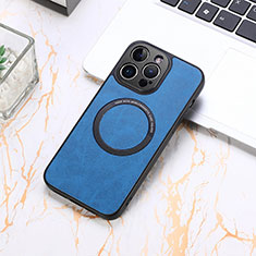 Soft Silicone Gel Leather Snap On Case Cover with Magnetic S11D for Apple iPhone 13 Pro Blue