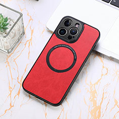 Soft Silicone Gel Leather Snap On Case Cover with Magnetic S11D for Apple iPhone 13 Pro Red