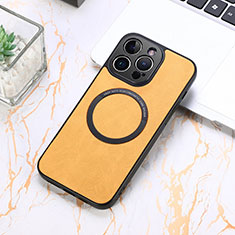 Soft Silicone Gel Leather Snap On Case Cover with Magnetic S11D for Apple iPhone 13 Pro Yellow