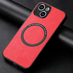 Soft Silicone Gel Leather Snap On Case Cover with Magnetic S11D for Apple iPhone 14 Plus Red