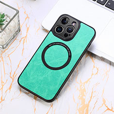Soft Silicone Gel Leather Snap On Case Cover with Magnetic S11D for Apple iPhone 14 Pro Max Green