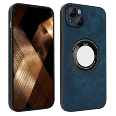 Soft Silicone Gel Leather Snap On Case Cover with Magnetic S14D for Apple iPhone 14 Plus Blue