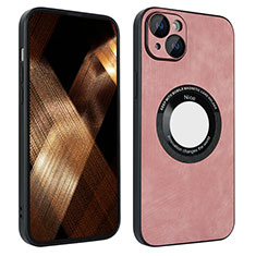 Soft Silicone Gel Leather Snap On Case Cover with Magnetic S14D for Apple iPhone 14 Rose Gold