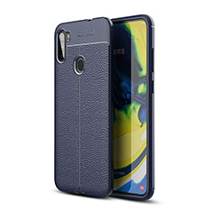 Soft Silicone Gel Leather Snap On Case Cover WL1 for Samsung Galaxy A11 Blue