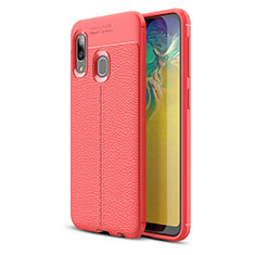 Soft Silicone Gel Leather Snap On Case Cover WL1 for Samsung Galaxy A20e Red