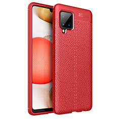 Soft Silicone Gel Leather Snap On Case Cover WL1 for Samsung Galaxy A42 5G Red
