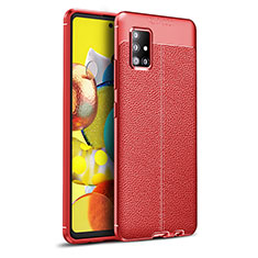 Soft Silicone Gel Leather Snap On Case Cover WL1 for Samsung Galaxy A51 4G Red