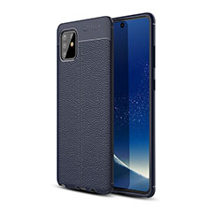 Soft Silicone Gel Leather Snap On Case Cover WL1 for Samsung Galaxy M60s Blue