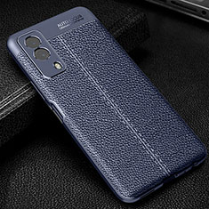 Soft Silicone Gel Leather Snap On Case Cover WL1 for Vivo T1x 5G Blue