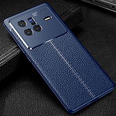 Soft Silicone Gel Leather Snap On Case Cover WL1 for Vivo X80 5G Blue
