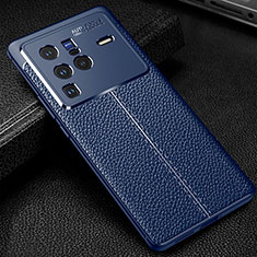 Soft Silicone Gel Leather Snap On Case Cover WL1 for Vivo X80 Pro 5G Blue