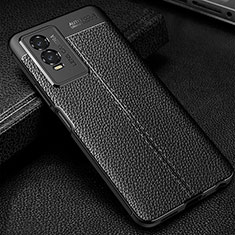 Soft Silicone Gel Leather Snap On Case Cover WL1 for Vivo Y74s 5G Black