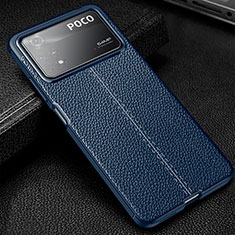 Soft Silicone Gel Leather Snap On Case Cover WL1 for Xiaomi Poco X4 Pro 5G Blue