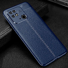 Soft Silicone Gel Leather Snap On Case Cover WL1 for Xiaomi Redmi 10C 4G Blue