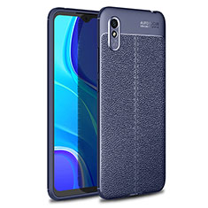 Soft Silicone Gel Leather Snap On Case Cover WL1 for Xiaomi Redmi 9A Blue