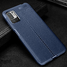 Soft Silicone Gel Leather Snap On Case Cover WL1 for Xiaomi Redmi Note 10T 5G Blue