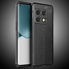 Soft Silicone Gel Leather Snap On Case Cover WL2 for OnePlus 10 Pro 5G Black
