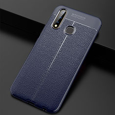 Soft Silicone Gel Leather Snap On Case Cover WL2 for Vivo iQOO U3 4G Blue