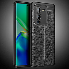 Soft Silicone Gel Leather Snap On Case Cover WL2 for Vivo V25 Pro 5G Black
