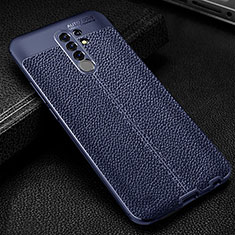 Soft Silicone Gel Leather Snap On Case Cover WL2 for Xiaomi Redmi 9 Prime India Blue