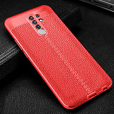 Soft Silicone Gel Leather Snap On Case Cover WL2 for Xiaomi Redmi 9 Prime India Red