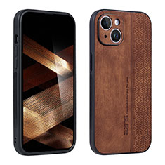 Soft Silicone Gel Leather Snap On Case Cover YZ1 for Apple iPhone 14 Pro Brown
