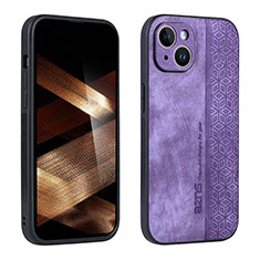 Soft Silicone Gel Leather Snap On Case Cover YZ1 for Apple iPhone 15 Pro Clove Purple