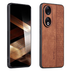 Soft Silicone Gel Leather Snap On Case Cover YZ1 for Huawei Honor 90 5G Brown