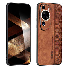 Soft Silicone Gel Leather Snap On Case Cover YZ1 for Huawei P60 Art Brown