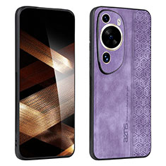 Soft Silicone Gel Leather Snap On Case Cover YZ1 for Huawei P60 Art Clove Purple
