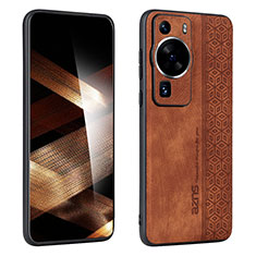 Soft Silicone Gel Leather Snap On Case Cover YZ1 for Huawei P60 Pro Brown