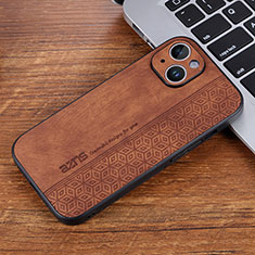 Soft Silicone Gel Leather Snap On Case Cover YZ2 for Apple iPhone 14 Pro Brown