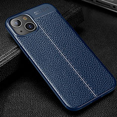 Soft Silicone Gel Leather Snap On Case Cover Z01 for Apple iPhone 13 Blue