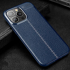 Soft Silicone Gel Leather Snap On Case Cover Z01 for Apple iPhone 13 Pro Max Blue