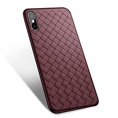 Soft Silicone Gel Leather Snap On Case for Apple iPhone Xs Brown