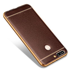 Soft Silicone Gel Leather Snap On Case for Huawei Honor 8 Pro Brown
