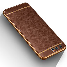 Soft Silicone Gel Leather Snap On Case for Huawei Honor 9 Brown