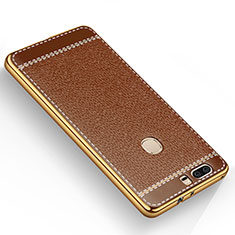 Soft Silicone Gel Leather Snap On Case for Huawei Honor V8 Brown