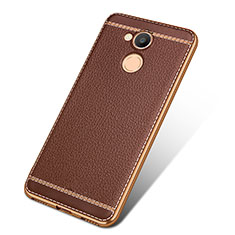 Soft Silicone Gel Leather Snap On Case for Huawei Honor V9 Play Brown
