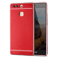 Soft Silicone Gel Leather Snap On Case for Huawei P9 Red