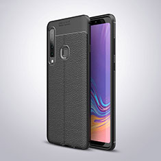 Soft Silicone Gel Leather Snap On Case for Samsung Galaxy A9 (2018) A920 Black