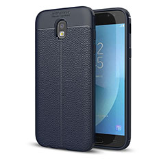 Soft Silicone Gel Leather Snap On Case for Samsung Galaxy J5 (2017) SM-J750F Blue