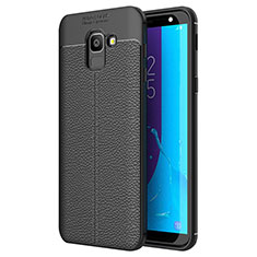 Soft Silicone Gel Leather Snap On Case for Samsung Galaxy J6 (2018) J600F Black