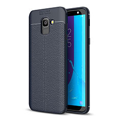 Soft Silicone Gel Leather Snap On Case for Samsung Galaxy J6 (2018) J600F Blue