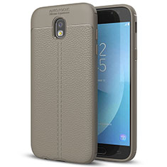 Soft Silicone Gel Leather Snap On Case for Samsung Galaxy J7 (2017) Duos J730F Gray