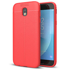 Soft Silicone Gel Leather Snap On Case for Samsung Galaxy J7 (2017) SM-J730F Red