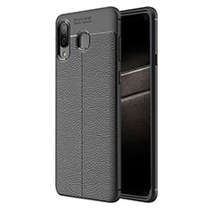 Soft Silicone Gel Leather Snap On Case K01 for Samsung Galaxy A8 Star Black