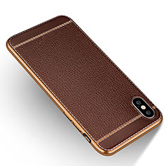 Soft Silicone Gel Leather Snap On Case L01 for Apple iPhone X Brown