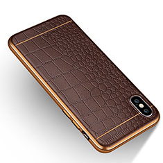 Soft Silicone Gel Leather Snap On Case L03 for Apple iPhone X Brown